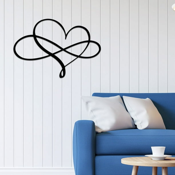 Art Mural En Métal Amour Cœur Infini - Décoration Murale Personnalisée 35x29 Cm Blanc Pour Intérieur Extérieur