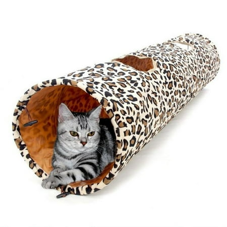 Print Cat Toy - Leopard Print Crinkly Tunnel Cat Toy