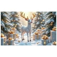 thumbnail image 3 of Reindeer Theme Christmas Banner Snowy Design Xmas Banner Golden Ornaments Christmas Tree Pattern Holiday Banner for Christmas Party Home Decoration Xmas Event, 3 of 8