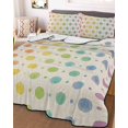 thumbnail image 3 of Quilts Twin Size Bedding Set, Colorful Polka Dot Lightweight Quilted Comforter, Cartoon Watercolor Geometric Beige Soft Reversible Bedspread Coverlet with Pillow Covers for All Season, 68" x 86", 3 of 7