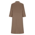 thumbnail image 3 of Uootdi Womens Midi Dresses Stand Collar Elastic Waist Pocket 3/4 Sleeve Lightweight Pullovers Casual Daily Tops Bohemian Holiday Style Gift, 3 of 8