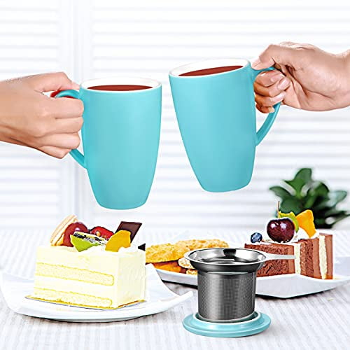 BTAT- Double Wall Glass Tea Cup With Stainless Steel Infuser, 500ml 16oz  Glass, Tea Cup with Lid, Tea Infuser Cup, Tea Cup with Filter, Tea Cup with
