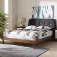thumbnail image 2 of Baxton Studio Sadie Mid-Century Modern Dark Grey Fabric and Walnut Brown Finished Wood Full Size Platform Bed, 2 of 9
