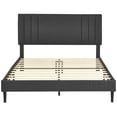 thumbnail image 3 of DeCoro Chicago Modern Upholstered Platform Bed Frame, Tufted Headboard & Wooden Bed Frame, Wood Slats Support, Bed Frame No Box Spring Needed, Lightweight, Durable, Easy Assembly - Full, Dark Grey, 3 of 10