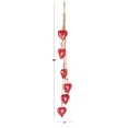 thumbnail image 3 of DecMode Tibetan Inspired Cascading Red Metal Heart Decorative Cow Bells with 5 Bells on Jute Hanging Rope, 3 of 9
