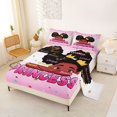 thumbnail image 2 of Castle Fairy Kawaii Black Girl King Sheets 4pcs,Positive Quote Print Bedding,Pink,1 Fitted Sheet, 1 Flat Sheet and 2 Pillowcases, 2 of 6