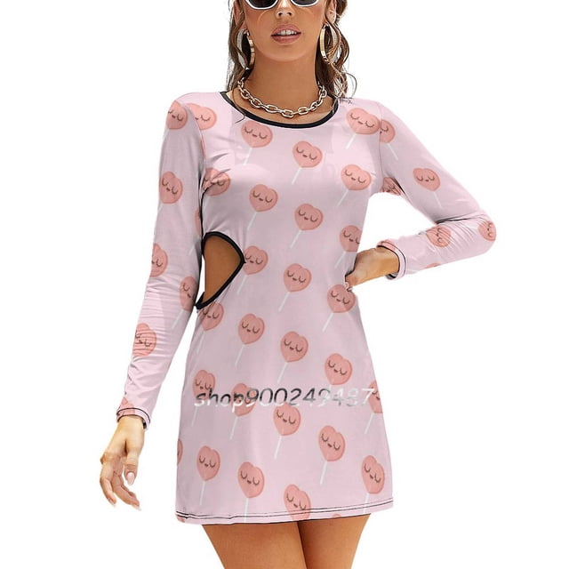 Just Peachy Lollipops Robe Élégante Douce Femmes Coréenne Kawaii Col Carré Robe Just Peach Lollipops Surface