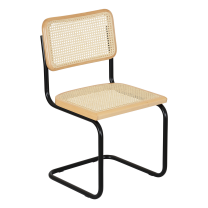 Breuer Chair Company Marcel Breuer B32 Cesca Cane Cantilever Side Chair w/ Black Steel Frame Natural Wood & Natural Cane (Made in Italy) by Furnish Theory