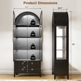thumbnail image 2 of VKCC 70.8" Storage Cabinet with LED, Arched Glass Door & Drawers, Vintage Curio Display Bookcase for Living Room, Black, 2 of 8