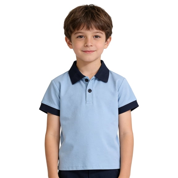 Lullu Toddler Boys Summer Short Sleeve Polo Shirt Casual Daily Collared Shirt for Kids