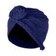 thumbnail image 2 of Herrnalise Women Solid Braids India Muslim Ruffle Chemo Hat Head Wraps Turbans Beanie Cap Headwraps, 2 of 2