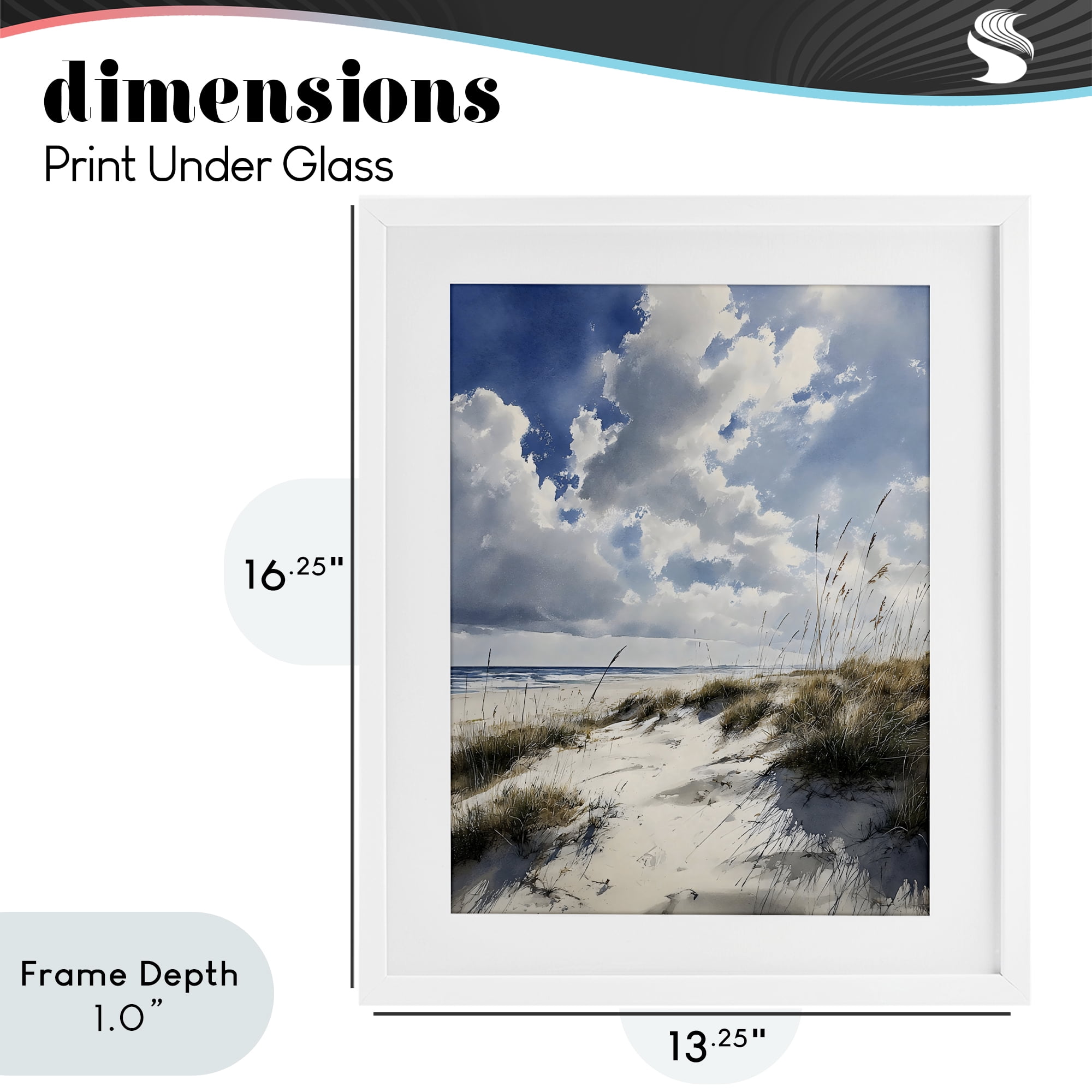Stupell Industries Midday Sunny Beach Dunes White Framed Print Under Glass, design by Franklyn Gregory