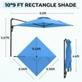 thumbnail image 2 of AECOJOY 10 ft Wall Mounted Patio Umbrella Outdoor Rectangle Umbrella with 180° Rotation for Outside in Blue, 2 of 8