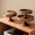 thumbnail image 3 of Elegant High Foot Cake Stand with Glass Cover - Wood and Glass Dessert Plate, Dim Sum Dish, Bread Plate S, 3 of 5