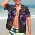 thumbnail image 5 of KLL Men's Hawaiian Shirt Short Sleeve Button Down Beach Shirts-Ornate Purple Floral Vase, 5 of 5