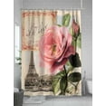 thumbnail image 5 of Shower Curtain Flowers Pink Shower Curtains for Bathroom, Waterproof Polyester Shower Curtain Set with Hooks, Extra Long 72" x 96" Eiffel Tower Vintage, 5 of 6