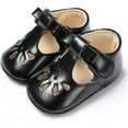 thumbnail image 4 of Baby Girls Mary Jane Flats with Bownot Non Slip Soft Sole PU Leather Newborn Infant Toddler First Walker Cirb Dress Shoes, 4 of 7