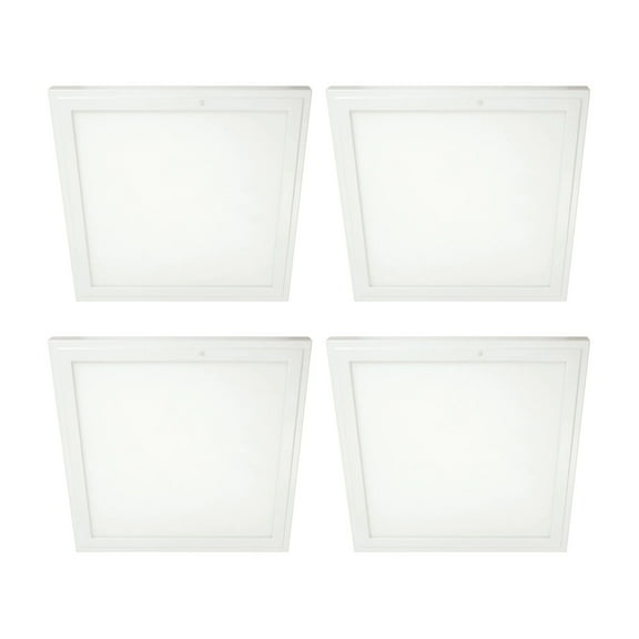 12" x 12" 1250 Lumen Integrated LED Flat Panel Light, White Trim Set, 4-Pack
