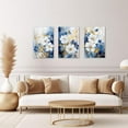 thumbnail image 4 of ZHONGYUTONG Abstract Floral Wall Art 3 Pieces Navy Blue Flowers Canvas Picture Blue and Gold Painting Prints Modern Artwork Home Decor Framed (11.00" x 14.00" x 3PCS), 4 of 6