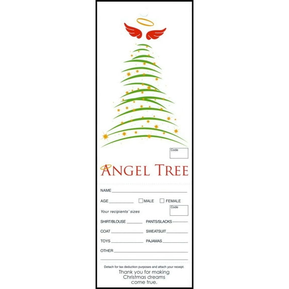 Sterling Gifts Christmas Tree Angel Tree Tags Pkg of 100 Anonymous Giving
