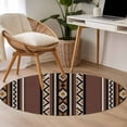 thumbnail image 5 of 3ft Round Rug, Brown Boho Non-Skid Rubber Backing Large Area Rugs - Living Room Bedroom Home Office, Vintage Ethnic Tribe Retro Abstract Art Indoor Floor Mat Carpets Washable Rug, 5 of 9