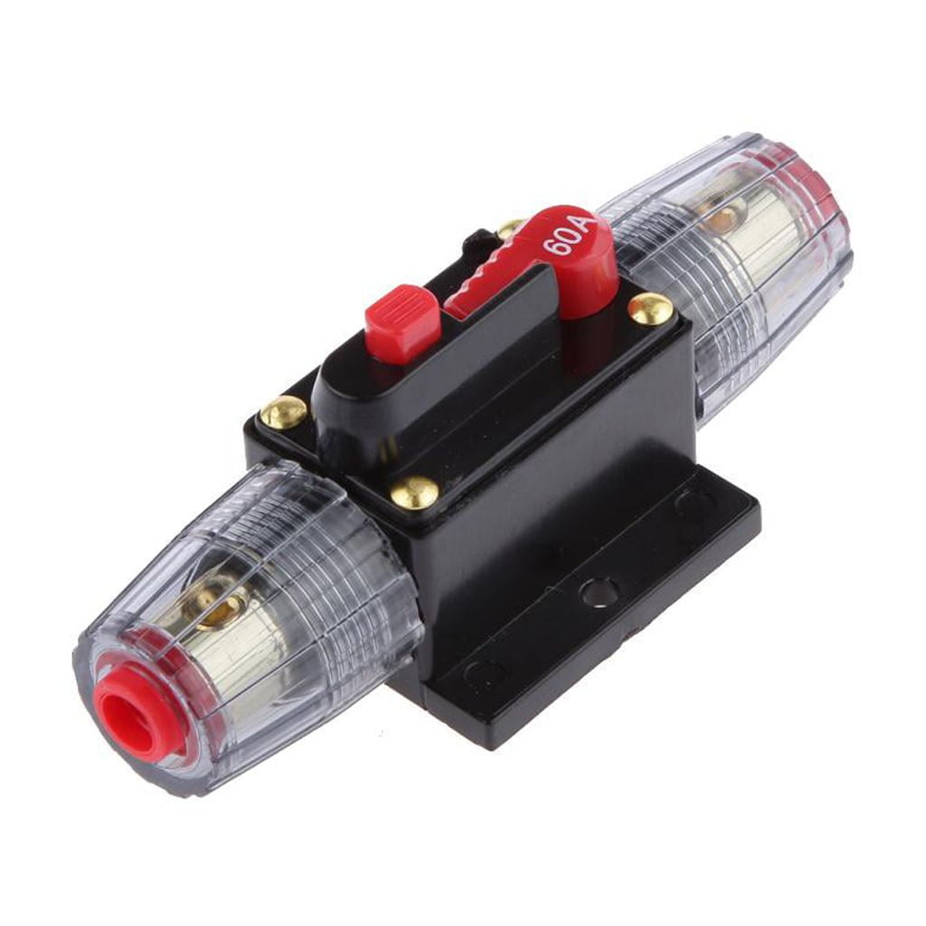 Wzmzjy 60A+30A Auto Car Protection Stereo Switch Fuse Holders Inline Circuit Breaker Reset Fuse Inverter For Car Audio System Protection 12V-24V DC