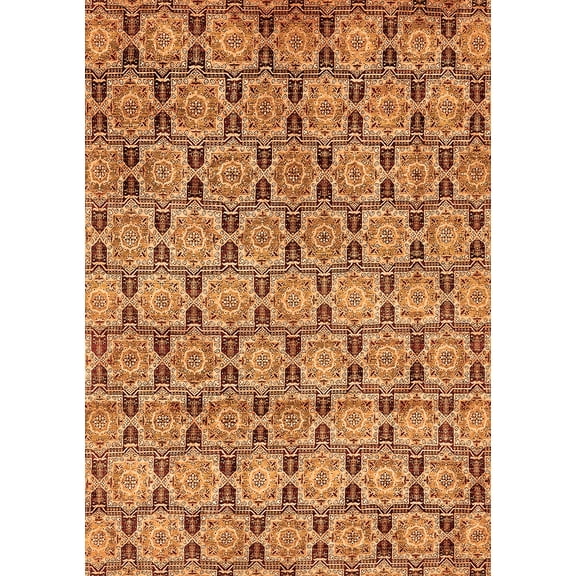 Ahgly Company Indoor Rectangle Abstract Orange Modern Area Rugs, 5' x 7'