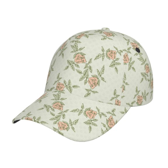 Teaboi Rose Pattern Baseball Cap, UV Protection Adjustable Sports Cap, Outdoor Hat for Men and Women