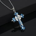 thumbnail image 3 of Handsome Men's Zircon Cross Pendant Necklace - Exquisite Three Layer Titanium Steel Jewelry for Classic Style and Holiday Gift, 3 of 4