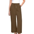 thumbnail image 2 of FNFYFH Clearance Ladies Casual Long Linen Trousers Loose Fit Solid Color Summer, 2 of 8