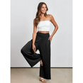 thumbnail image 6 of Womens Pants Pleated Flowy Wide Leg Elastic Waist Casual Loose Palazzo Trousers with Pockets, 6 of 8