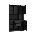 thumbnail image 5 of 74" Kitchen Pantry Cabinet with Charging Station, Modern Freestanding Buffet Cabinet with Doors and Drawers, Tall Kitchen Hutch Cabinet for Bedroom, Black, 5 of 9