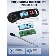 YTAKY Meat Thermometer, Instant Read Digital Meat Thermometer Waterproof -58 to 572°F with Backlight, Black