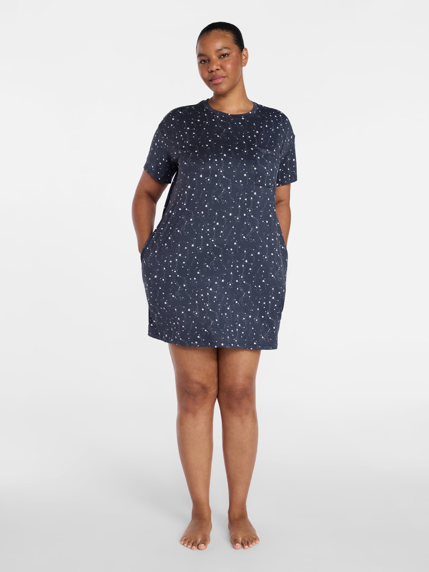 Joyspun Women’s Dreamy Soft Collection Short Sleeve Sleep Shirt, Sizes S/M to 2X/3X