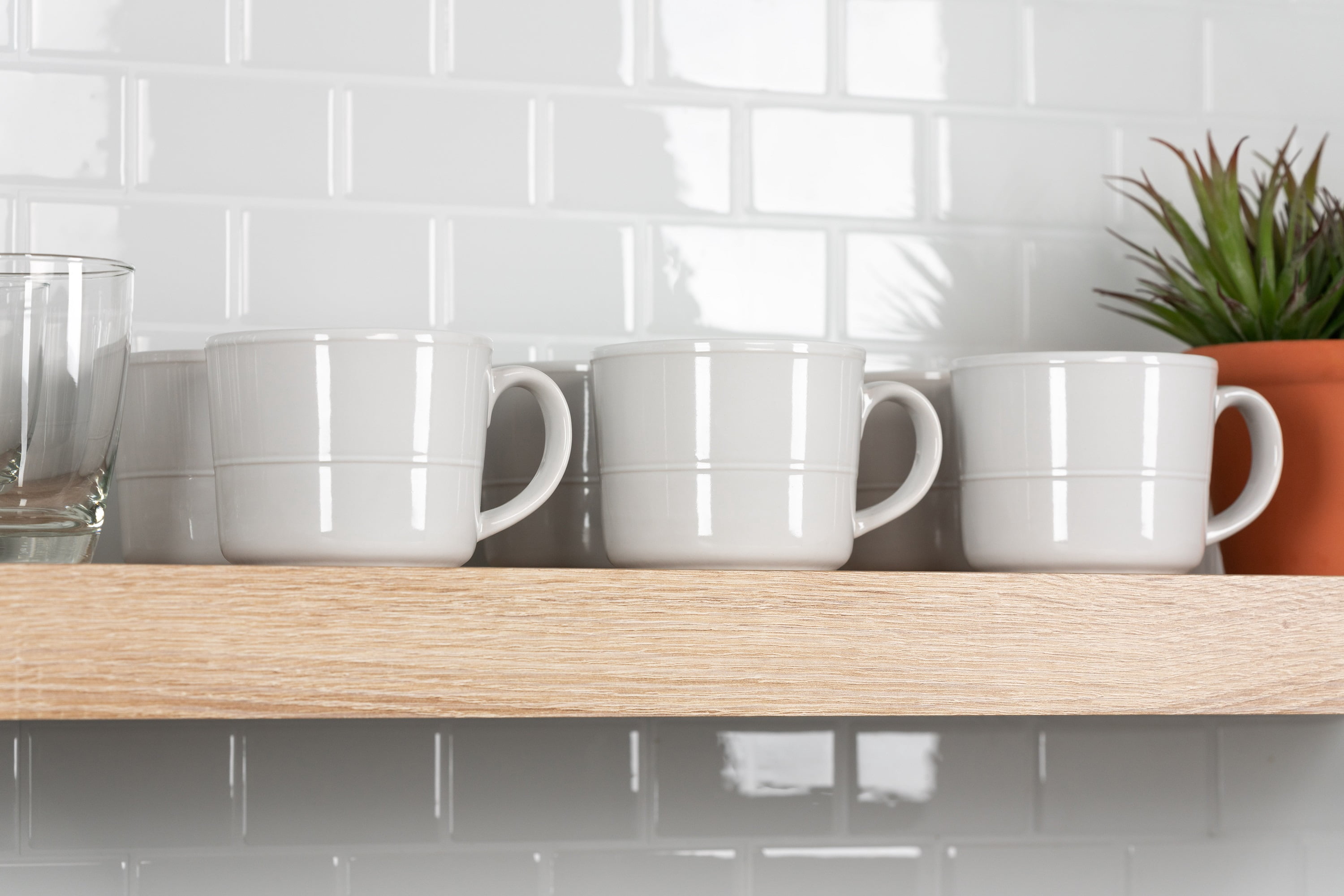 10 Strawberry Street Double Line 3.75"/12 fl oz Stoneware. Mug, Set of 6,  White - Walmart.com