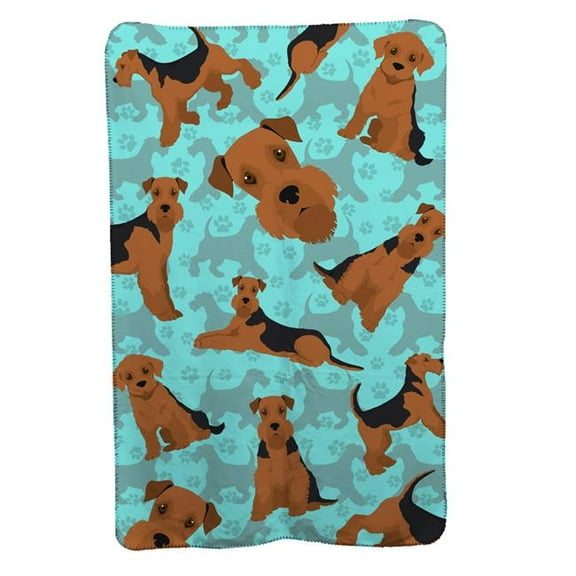 Carolines Treasures MLM1042TBLT 58 x 36 in. Blue Airedale Terrier Soft Travel Blanket with Bag