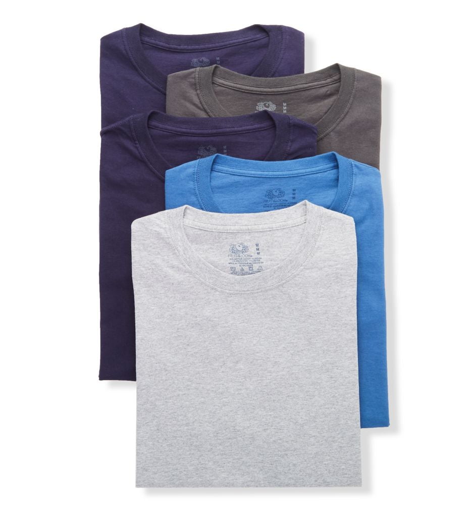 Men's Fruit Of The Loom 5P28CTG Stay Tucked Cotton Crew T-Shirts - 5 ...