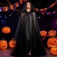 thumbnail image 5 of Hooded Cloak Adult Sheer Cape Witch Queen Cosplay Costume for Halloween Christmas Special Festivals Renaissance, 5 of 8