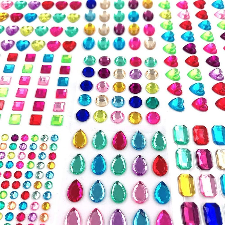 Elwish 365Pcs Round Jewels Stickers Gem Stickers Rhinestone for Crafts Sticker Gems Self Adhesive Bling Jewels Multicolored