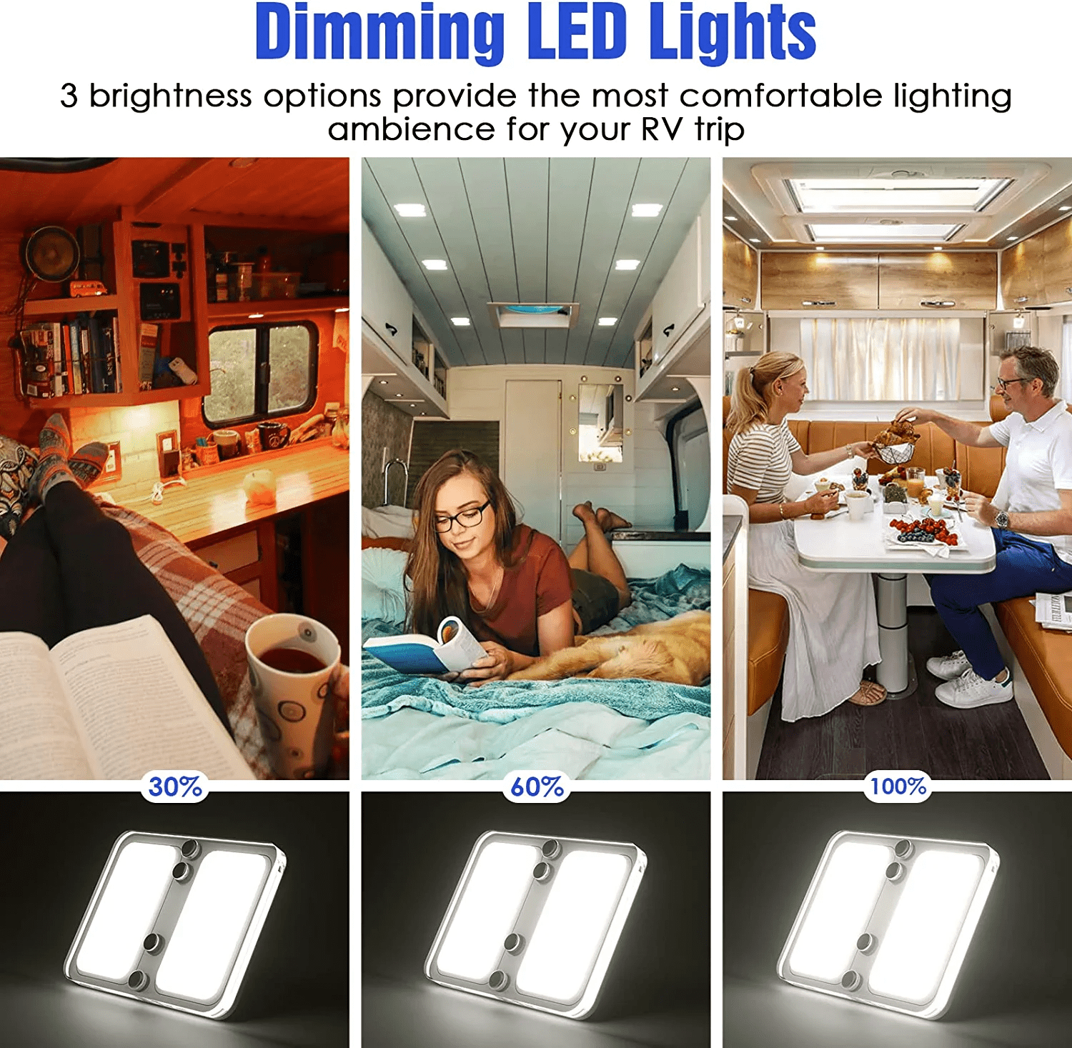 RISTOW RV LED Interior Lights 12-18V 2 Pack Dimmable Ceiling Light