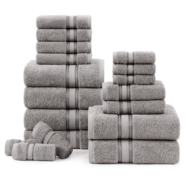 Juego de toallas LANE LINEN, 100% algodón, 18 piezas, gris