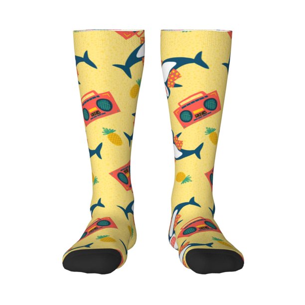 Balery Pineapples Sharks In Hawaiian Calcetines novedosos Calcetines deportivos Calcetines hasta la rodilla Calcetines de algodón Calcetines originales y geniales