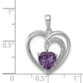 thumbnail image 2 of White Sterling Silver Charm Pendant Diamond Round Amethyst Heart Purple, 2 of 2