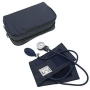 Manual Blood Pressure Monitor BP Cuff Gauge Aneroid Sphygmomanometer Machine Kit (Navy Blue)