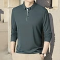 thumbnail image 4 of Polo T Shirts For Men Long Sleeve Classic Solid Color Collared Casual Business Male Tees, 4 of 7