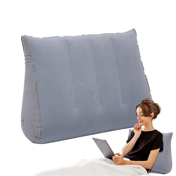 Travel Wedge Pillow For Sleeping And Acid Reflux Ergonomic Soft Backrest Cushion For Sitting Reading Pregnancy Gray