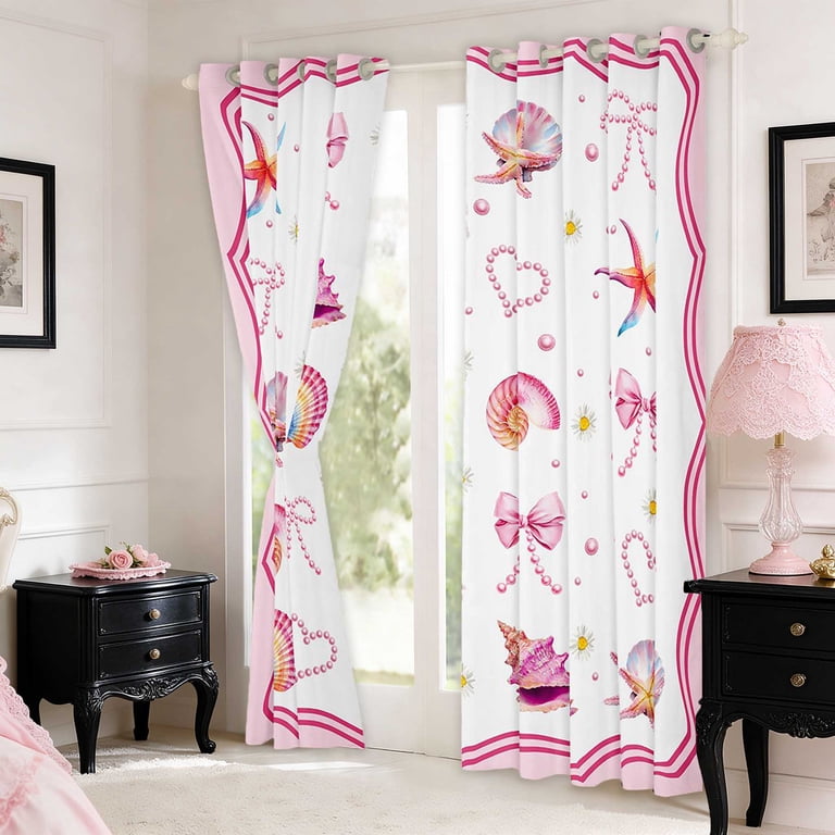 Erosebridal Ocean Rainbow Shell Bow Blackout Curtains Set of 2 (38x54 ...