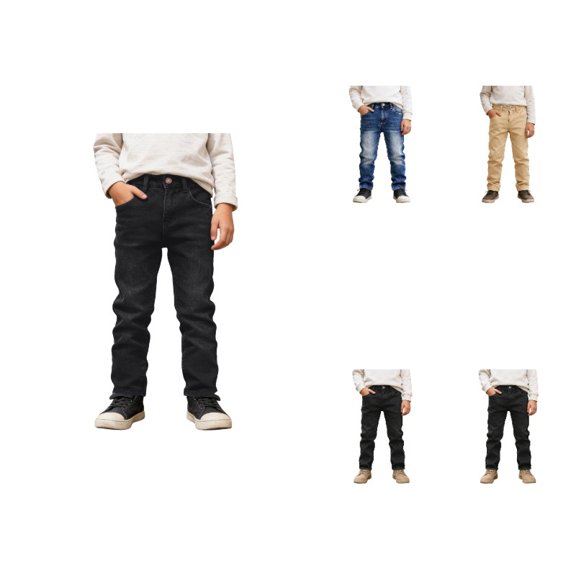 XEGLSBU Boys Denim Pants Distressed High Street Casual Long Jeans for Kids Comfortable Stretch Trousers Autumn 1-Black Size 7-8 Years