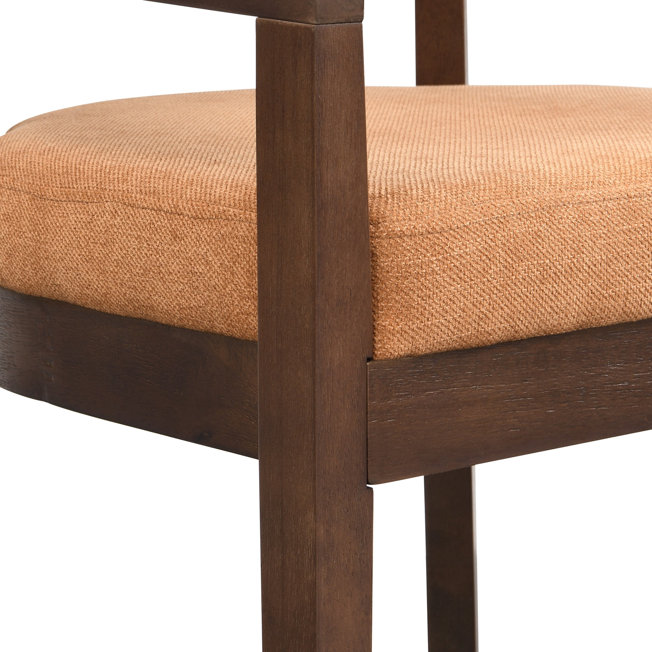 Christopher Knight Home Rattan Curved Back Dining Chairs, Wood Frame with Cushion, Walnut+Caramel, Set of 2