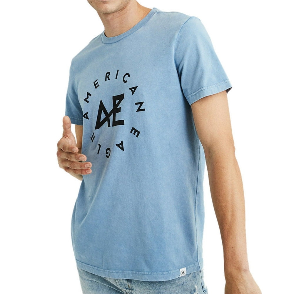 AEO New American Eagle Mens Light Blue Round Graphic Tee TShirt Sz